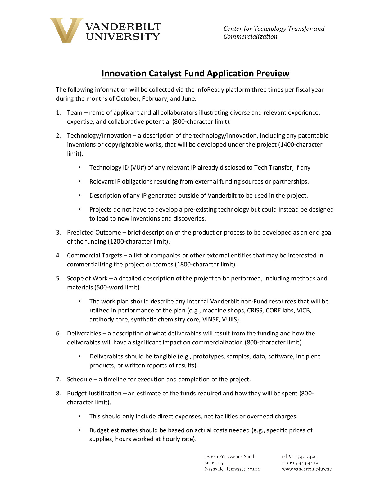 Innovation Catalyst Fund Application Preview