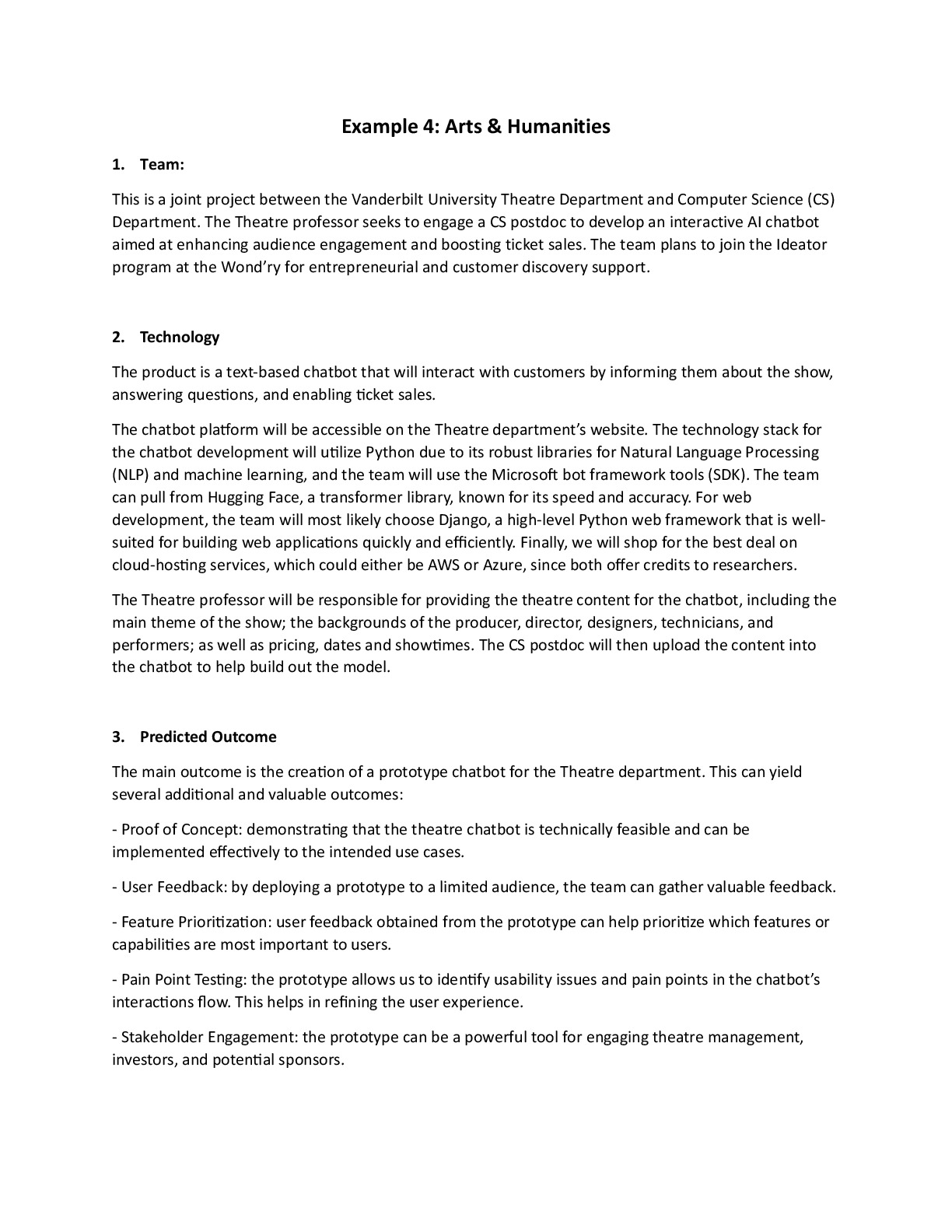 Example 4: Arts & Humanities