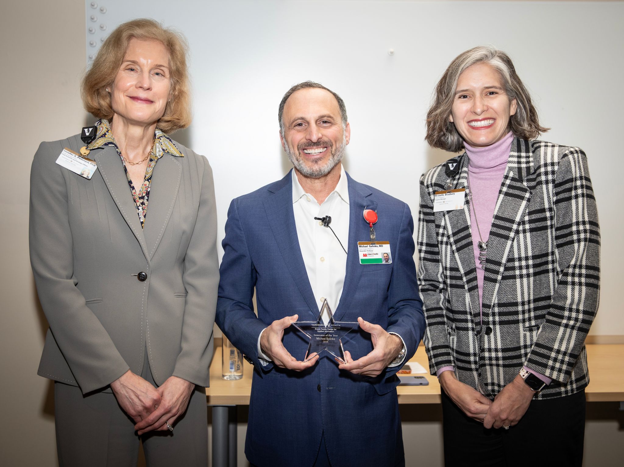 Jennifer Pietenpol, Michael Golinko, and Russelle Bradbury at the 2026 Brock Center Innovator of the Year Lecture
